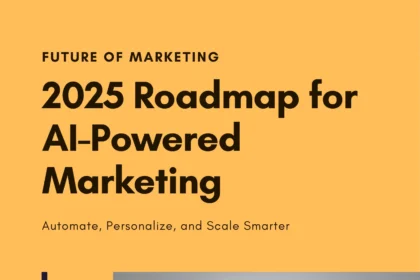 2025 AI marketing roadmap hero image featuring a futuristic neural network, funnels, and CRM icons, with Jasper and HubSpot integration for global campaigns
