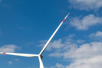 Wind Farm Turbines in Summer-Green Technology