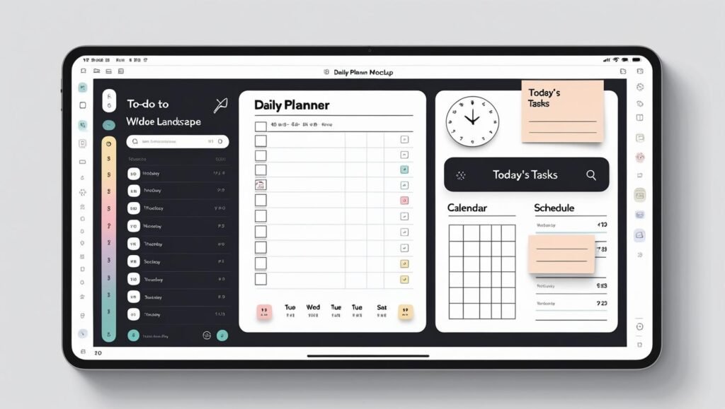 Notion app daily planner layout with checklists, tasks, and calendar blocks, showing how Notion helps with daily planning and productivity