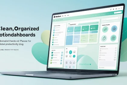 Digital Notion dashboard with planner, task list, and habit tracker on a laptop screen, representing how to use Notion for personal productivity in 2025