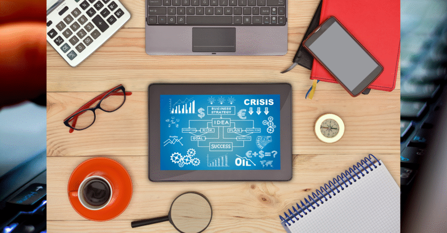 A digital workspace is shown with digital devices around, and a tablet showing digital workspace application dashboard